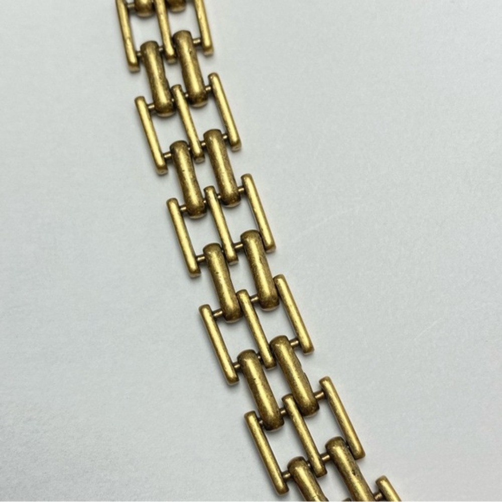 Ann Taylor Vintage Long Panther Chain Faux Pearl Rhinestone Antique Gold Tone - Picture 10 of 12